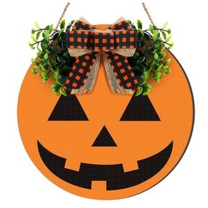 Hallowen Pumpkin Wreaths Front Door Ghost Wooden Signs Farmhouse